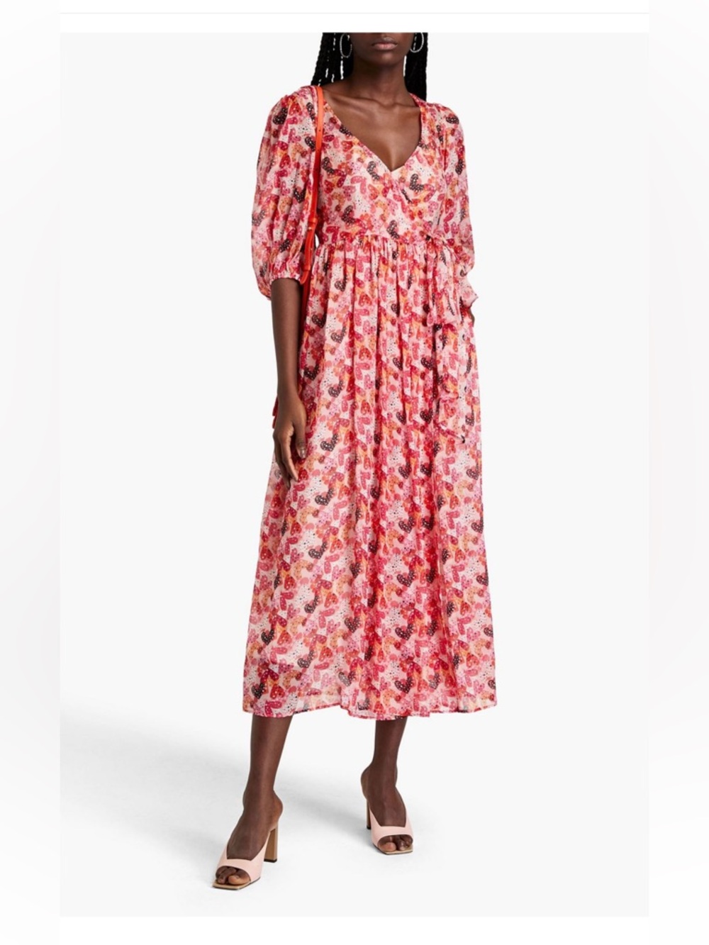 REDVALENTINO Printed silk-voile midi wrap dress